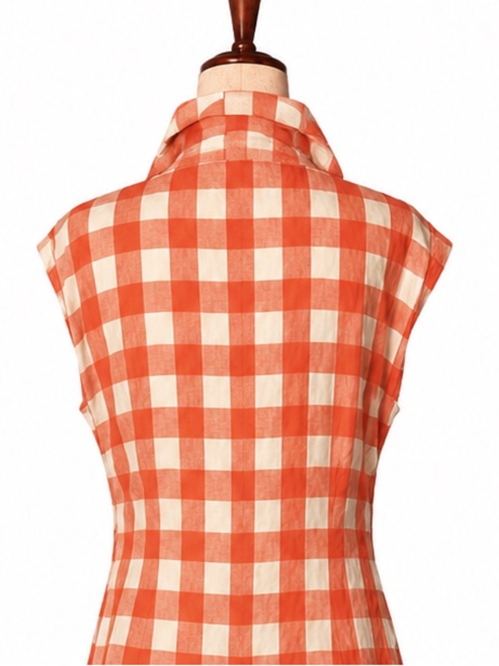 Boden checked orange and cream sleeveless midi dress, 10P - Picture 5 of 7